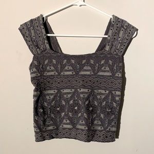 Free People grey beaded crop top